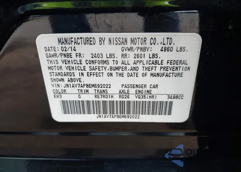 2014 Infiniti Q50 Hybrid Sport z USA, uszkodzony, nr VIN JN1AV7AP8EM692022